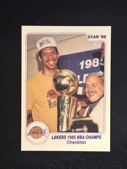 Kareem Abdul-Jabar Lakers 1985 NBA Champs Checklist Star 86 Reprint Novelty Card