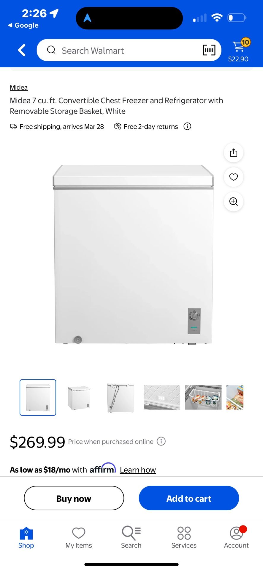 Midea 7-cu ft Garage Ready Manual Defrost Chest Freezer Convertible to Refrigerator ( White )