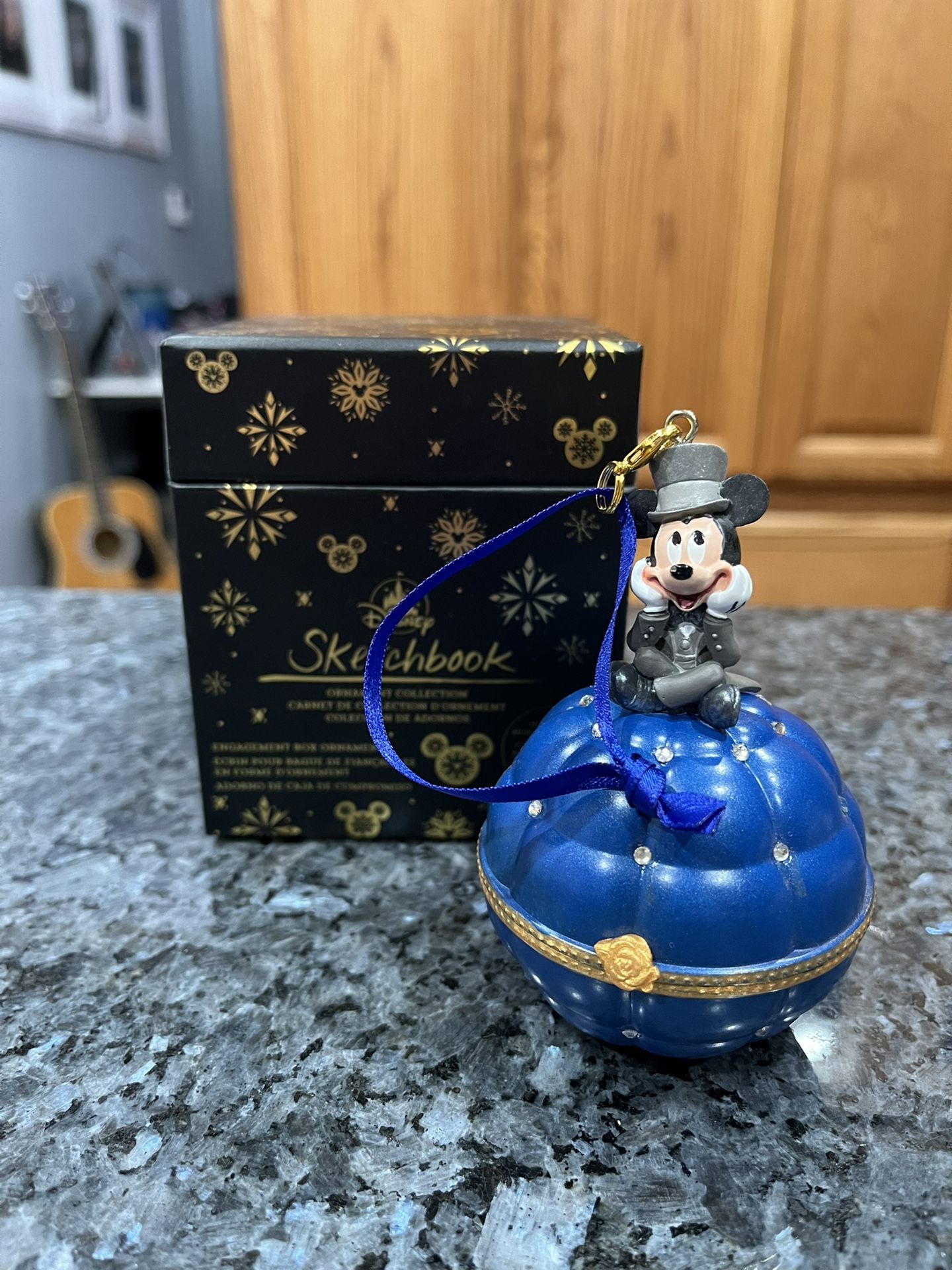 Disney Mickey  Mouse Engagement Ring Proposal Box & Christmas Ornament.  The inside has  “Will you marry me?”.  You can take the ring out 