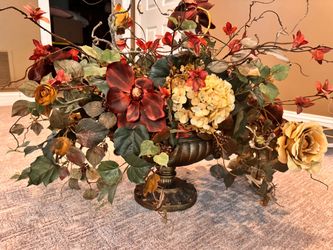 Large Silk Floral Arrangement in Urn Vase