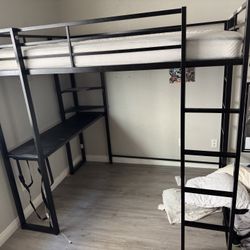 Full Size Bed Bunk And Desk With Mattress 