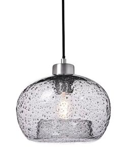 Brand New Trustwood Handblown Seeded Glass Pendant Light – Brushed Nickel