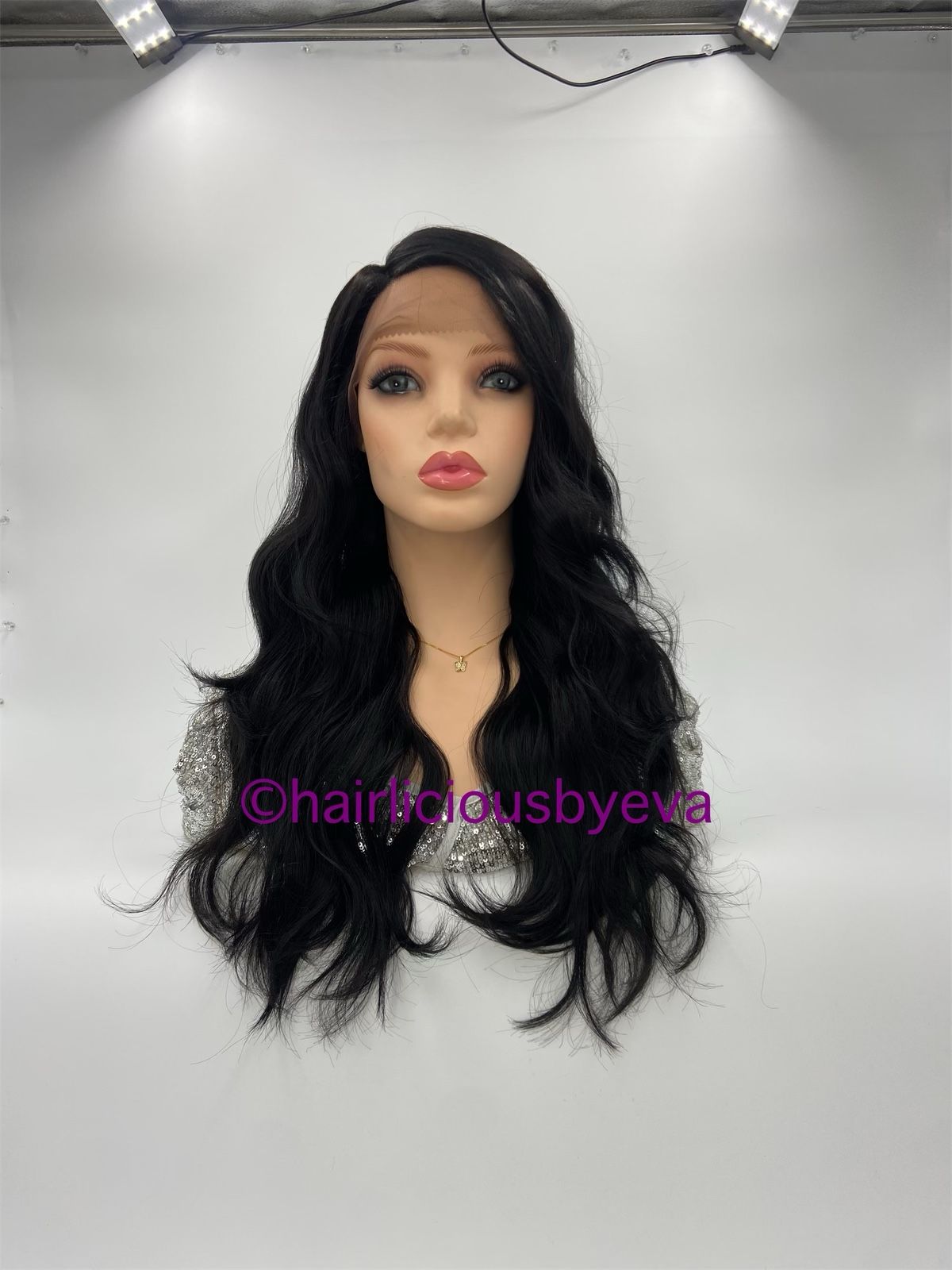 Black Wig Lace Front Side Part 24 Inch Long Premium Quality Synthetic ...