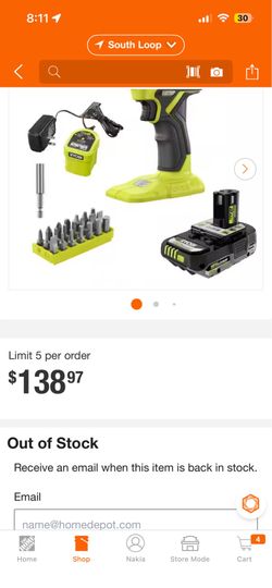 New  ryobi drill set