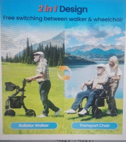 VOCIC 2-in-1 Rollator Walker & Transport Chair – – Lists for Around $250 – Selling for Only $45
