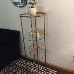 Gold Vintage Glass 3 Tiered Shelf