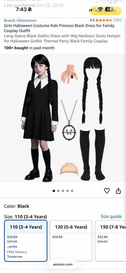 Wednesday costume size 3-4 years
