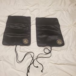 2 Black Satin Accessory/Jewelry Roll Up Bags Travel