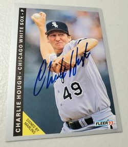 Autographed, 1993 Fleer Baseball Card #584,Charlie Hough,Chicago White Sox
