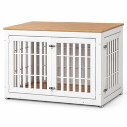 Wooden Dog Crate Furniture with Waterproof Top – Rustic Style