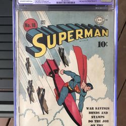 Superman #18 (1942) CGC 3.5 — Fred Ray WWII Cover; O/w to White Pages; Restored 
