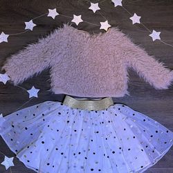 Pippa & Julie Faux Fur Top and tutu skirt. Size 4