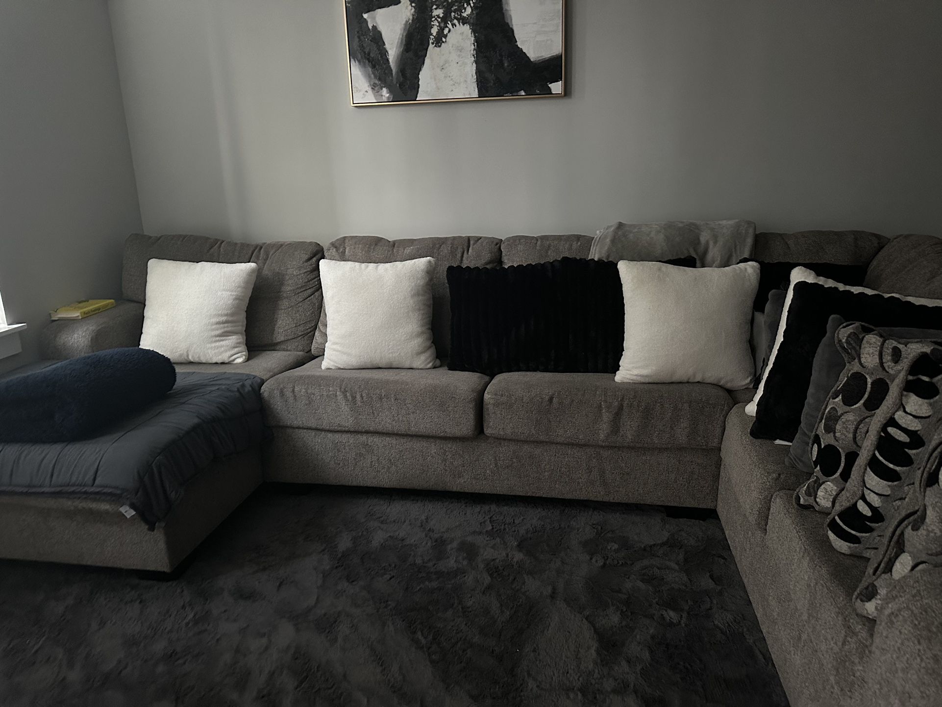 Three Piece Sectional With pillows