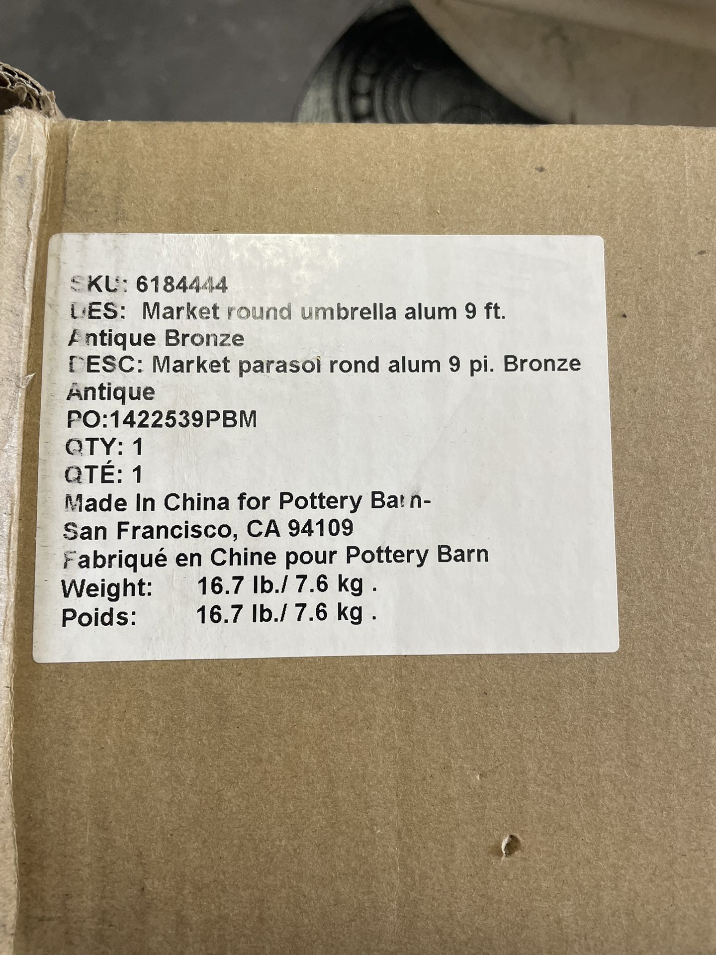 Pottery Barn Market Umbrella Frame 