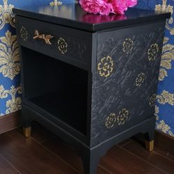 Vintage Solid Wood Bed Side Table Stand