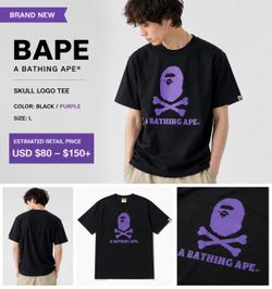🦍 BAPE A Bathing Ape Graphic T-Shirt – Black/Purple