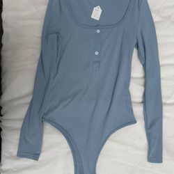 Blue long sleeve bodysuit (small)