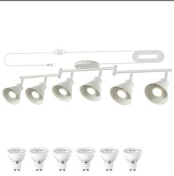 2832: 6 Light Plug in Track Lighting Kit, Modern Plug in Ceiling Light Fixture,16.4ft Cord, Timer & Dimming Switch, 6 Way Ceiling Spot Lighting, Flexi