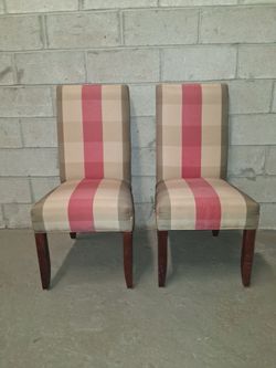Pair of Striped Upholstered Side Chairs