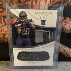 Rashaad Penny 2018 Immaculate Eye Black Patch Auto #96/99 Seahawks RC 