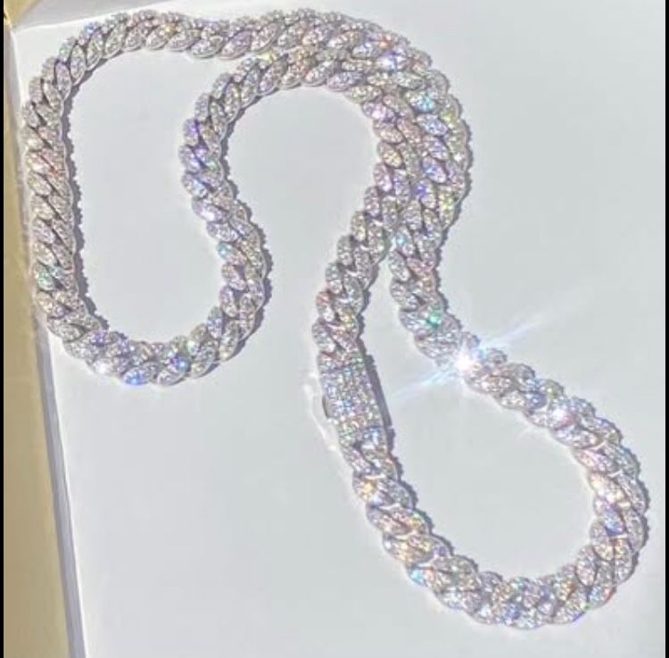 [ONE DAY ONLY] 925 Silver (WHITE GOLD) MOISSANITE 20” 8mm  Cuban Link Chain
