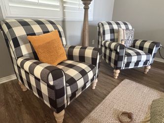 Buffalo Check Accent Chairs – Set of 2