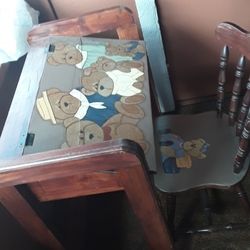 CUTE LITTLE BEAR DESK AND CHAIR UNIQUE CUTE BEARS Old FASHIONED School DESK Adorable 