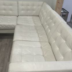 Sectional, 5-seat corner, Faux Leather, Off white