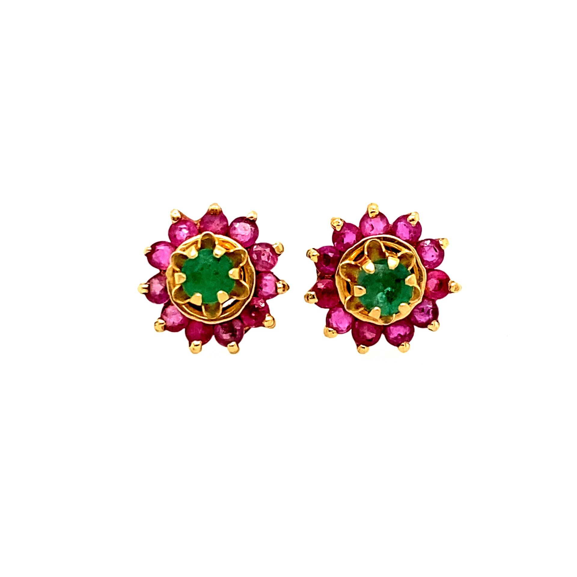 14k Emerald/Rubies Earrings 