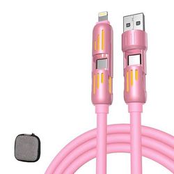 new 240W 4 in 1 Charging Cable 5FT with Carrying Case, Fast Charging & Data Sync, USB-A, Dual USB-C & Lighting for -iPhone 14/15/16/17 Series/-iPad / 