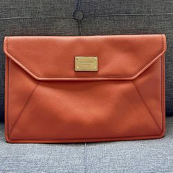 Michael Kors Orange Clutch Bag with Gold Hardware Authentic 13” x 8.5”