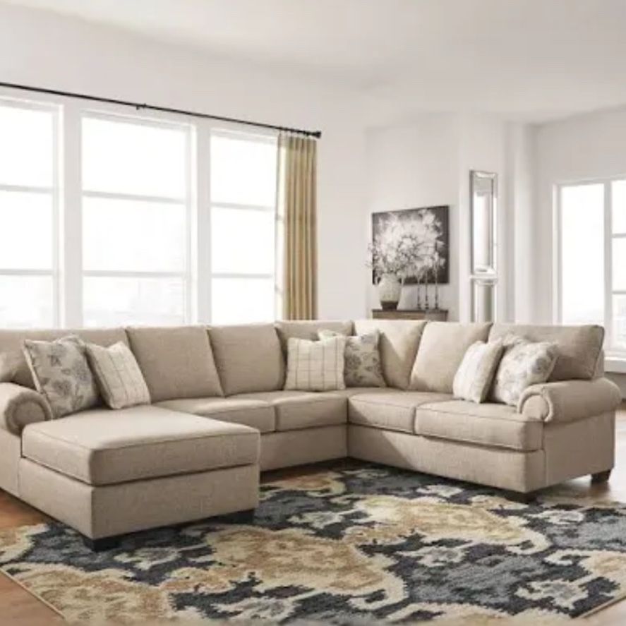 Couch, Sectional The Three Piece Tan