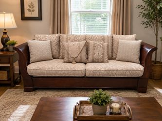 Bassette Sleigh Sofa – Elegant Wood Frame – 95” Oversized Sofa