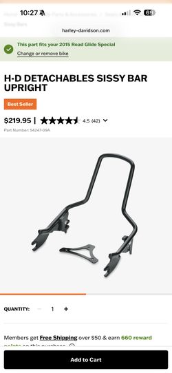 Brand New Black Genuine Harley Davidson Passenger Backrest Upright & Pad 2009-2024