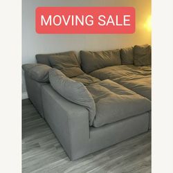 Gray Cloud Couch Modular Sectional Sofa With Ottoman 