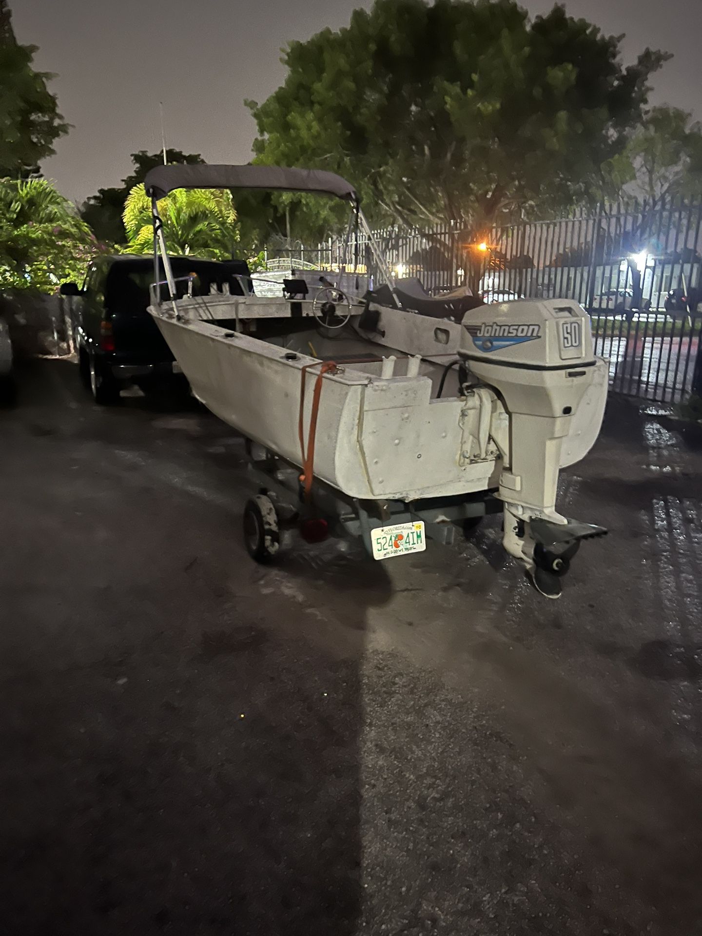 NOT FREE 17foot Aluminum Boat With 50hp Johnson 