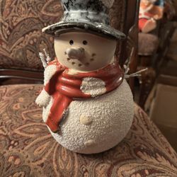 Adorable Ceramic Snowman 10”