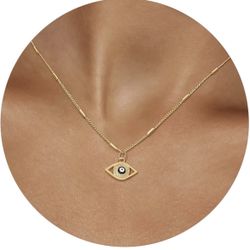 High quality 14K Gold Plated evil eye necklace, evil eye pendant, protection