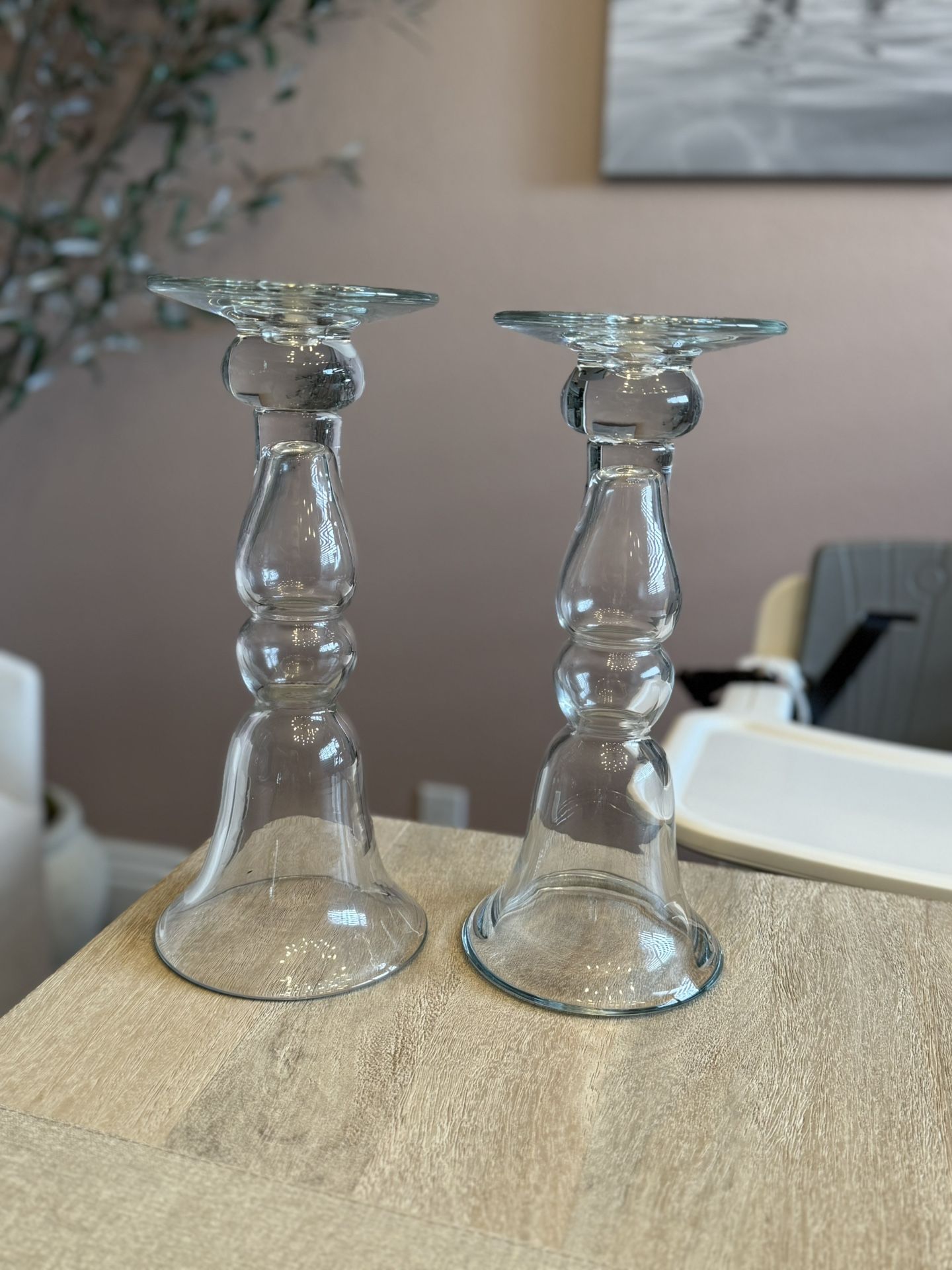 Glass Candlestick Pair