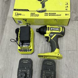 RYOBI ONE+ 18V Cordless 1/4 in. Impact Drill/Driver Kit with (2) 1.5 Ah Batteries and Charger
