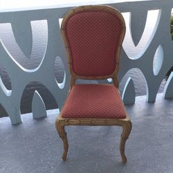 Solid Weathered Patina Oak Wood Intricately Carved Dining/Office/Boutique Chair With Rolled Curves French Flared Cabriole Legs