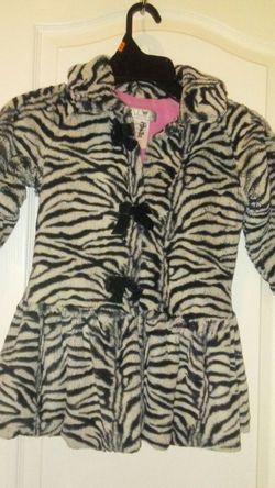Girl Faux Fur Zebra Coat