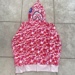 Bape Pink Bape Camo Shark Hoodie 