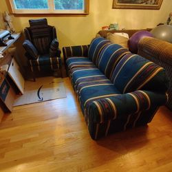 Sleeper Sofa With Matching Armchair And Pillows