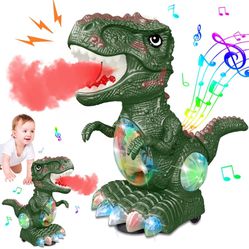 Dinosaur Toys for 1-2 Year Old Boy,Roar Music and Lights Toddler Toys for Boys Girls Age 1 2 3,Moving Dino Baby Toys with Mist Spray,Electric Dinosaur