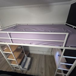 Loft bed with desk and wardrobe