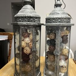Metal And Glass Lanterns 