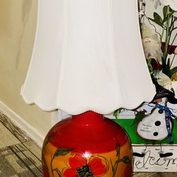 Raymor Vintage Italian Red and Orange Ceramic Table Lamp