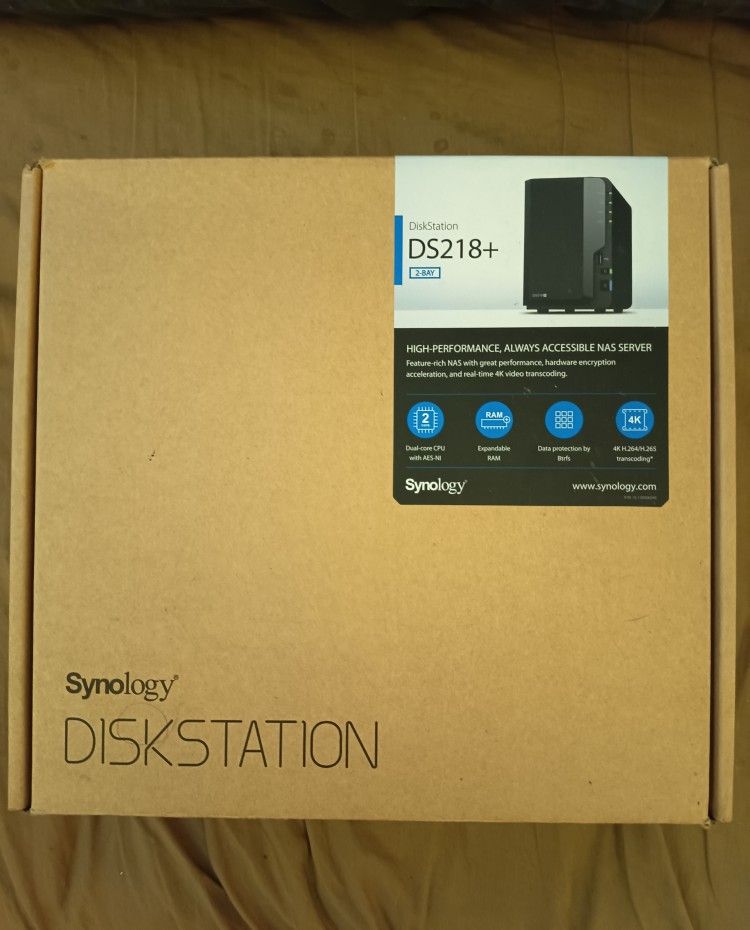 Synology 2 Bay DS218+ NAS Network Storage Device No Drives 24 TB Capacity