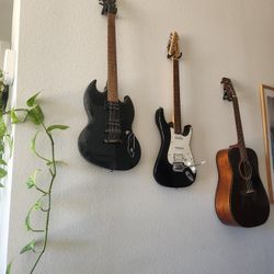 3 Guitars,plus Hard Cases And Line 6 Amp